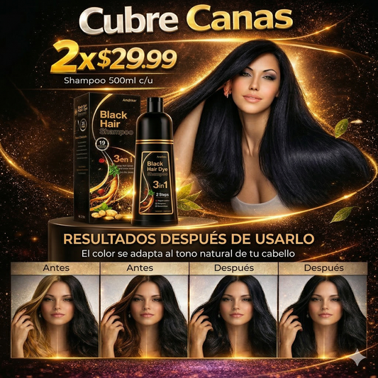 Shampoo Cubre Canas y Raíces |  Hair Shampoo Para Cabello Sin Canas