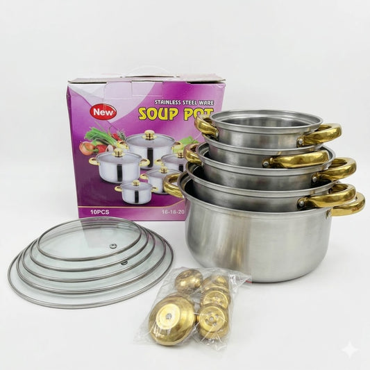 Juego de Ollas de Acero Inoxidable de Lujo | Cocina Eficiente y Duradera